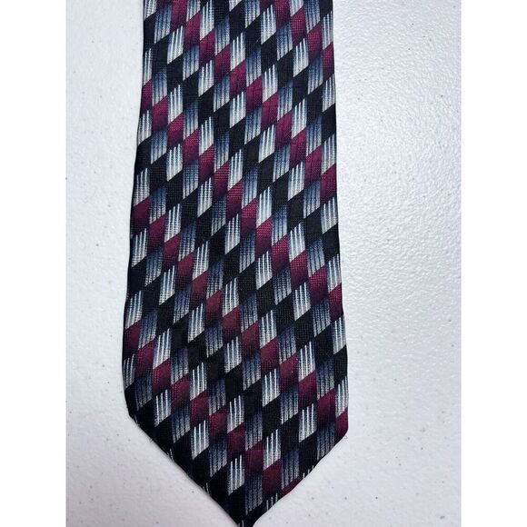 Louis Roth Geometric Tie 100 % Silk‎ Blue Red 4” Wide - Picture 1 of 5